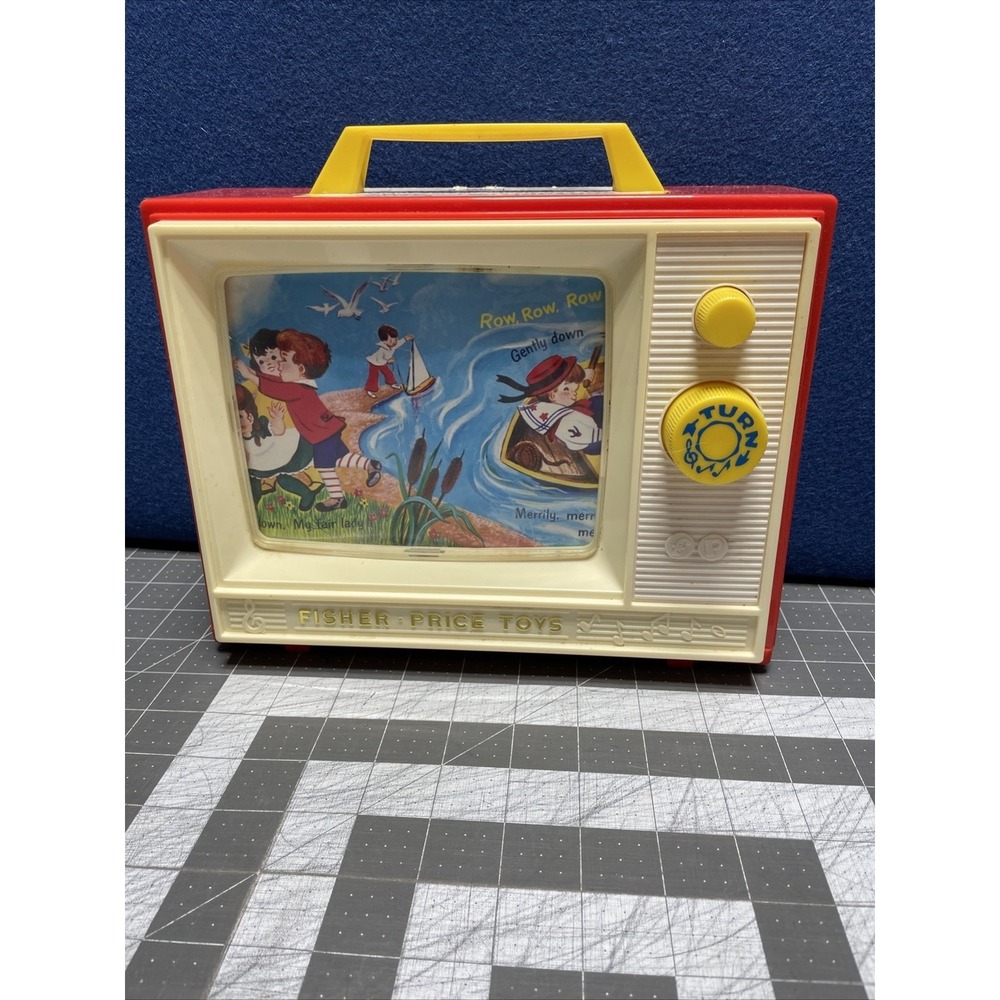 2009 Vintage Style Fisher Price Two Tune TV Basic Fun Giant Screen Music Box TV
